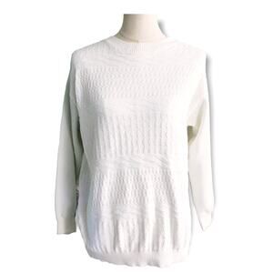SK Sport Vintage Long Sleeve Ribbed Pullover Sweater White Size S